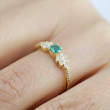 Load image into Gallery viewer, emerald and diamond engagement ring, marquise setting engagement ring - NOOI JEWELRY