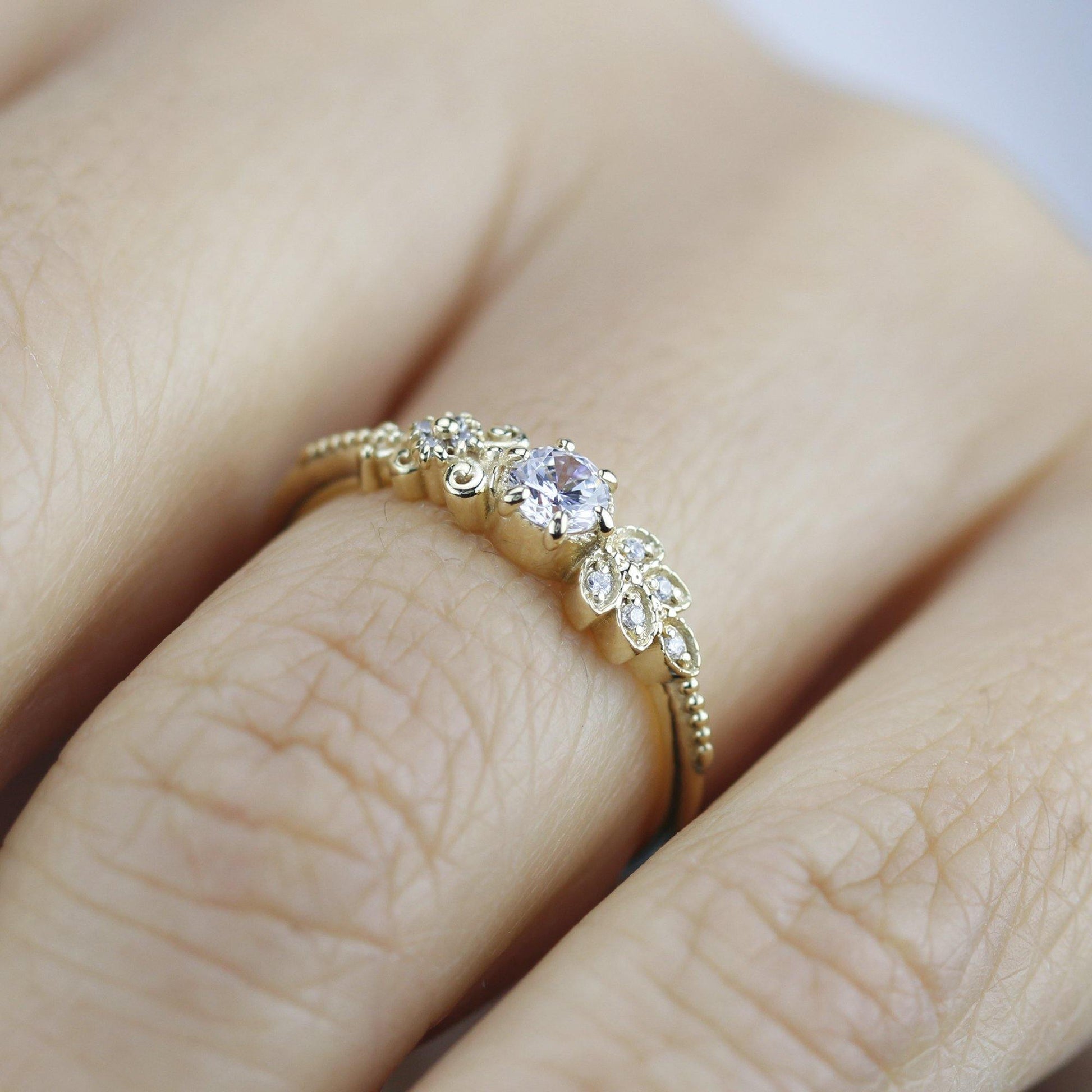 Art deco diamond engagement ring | marquise engagement ring vintage art deco diamond - NOOI JEWELRY