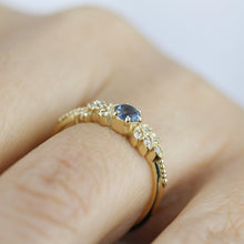 Load image into Gallery viewer, Art deco engagement ring | London blue topaz and diamond cluster ring - NOOI JEWELRY