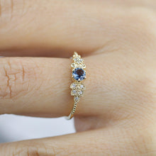 Load image into Gallery viewer, Art deco engagement ring | London blue topaz and diamond cluster ring - NOOI JEWELRY