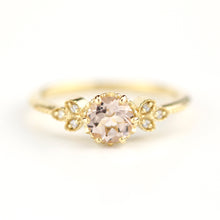 Load image into Gallery viewer, Morganite engagement ring, simple engagement ring, delicate engagement ring, unique diamond and morganite ring, morganite ring - NOOI JEWELRY