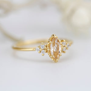 engagement ring marquise morganite diamond cluster ring - NOOI JEWELRY