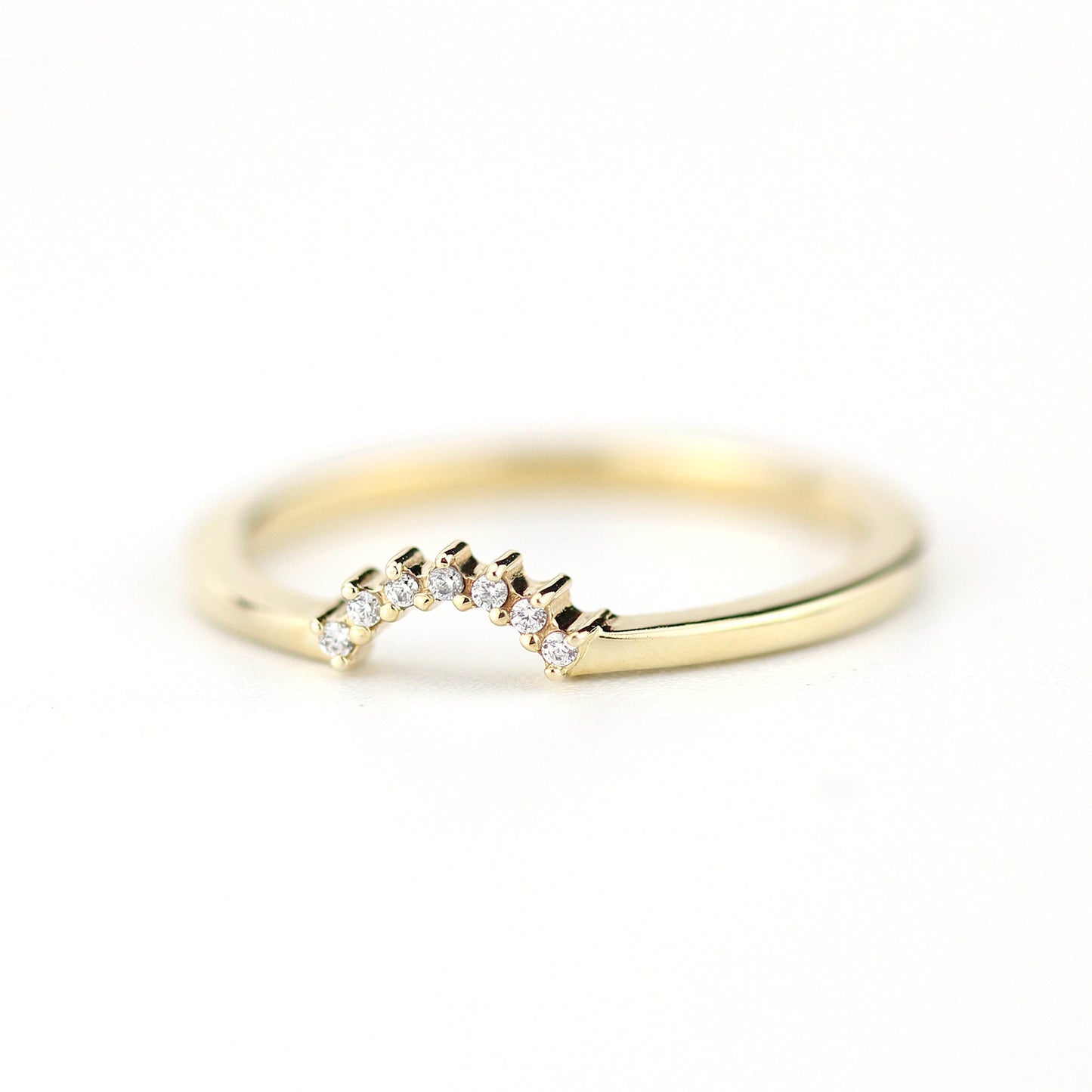 engagement ring, Diamond Wedding Band, Crown Wedding band, Curved Diamond Band, Wedding Ring band, wedding band, minimalist ring