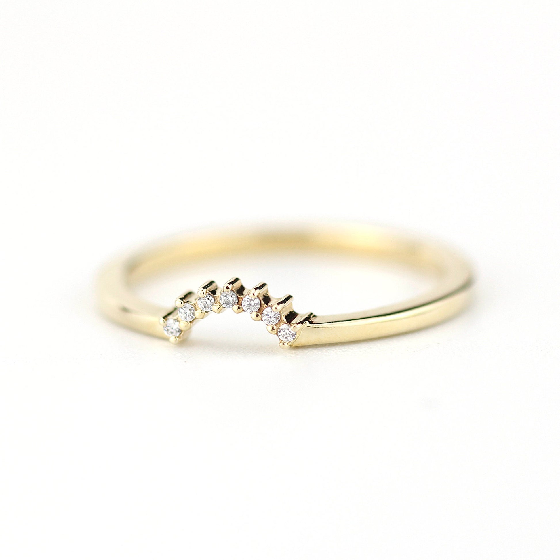 engagement ring, Diamond Wedding Band, Crown Wedding band, Curved Diamond Band, Wedding Ring band, wedding band, minimalist ring
