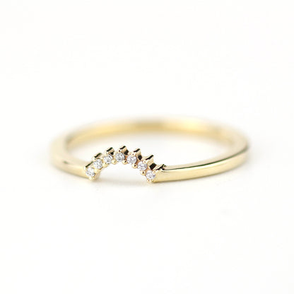engagement ring, Diamond Wedding Band, Crown Wedding band, Curved Diamond Band, Wedding Ring band, wedding band, minimalist ring