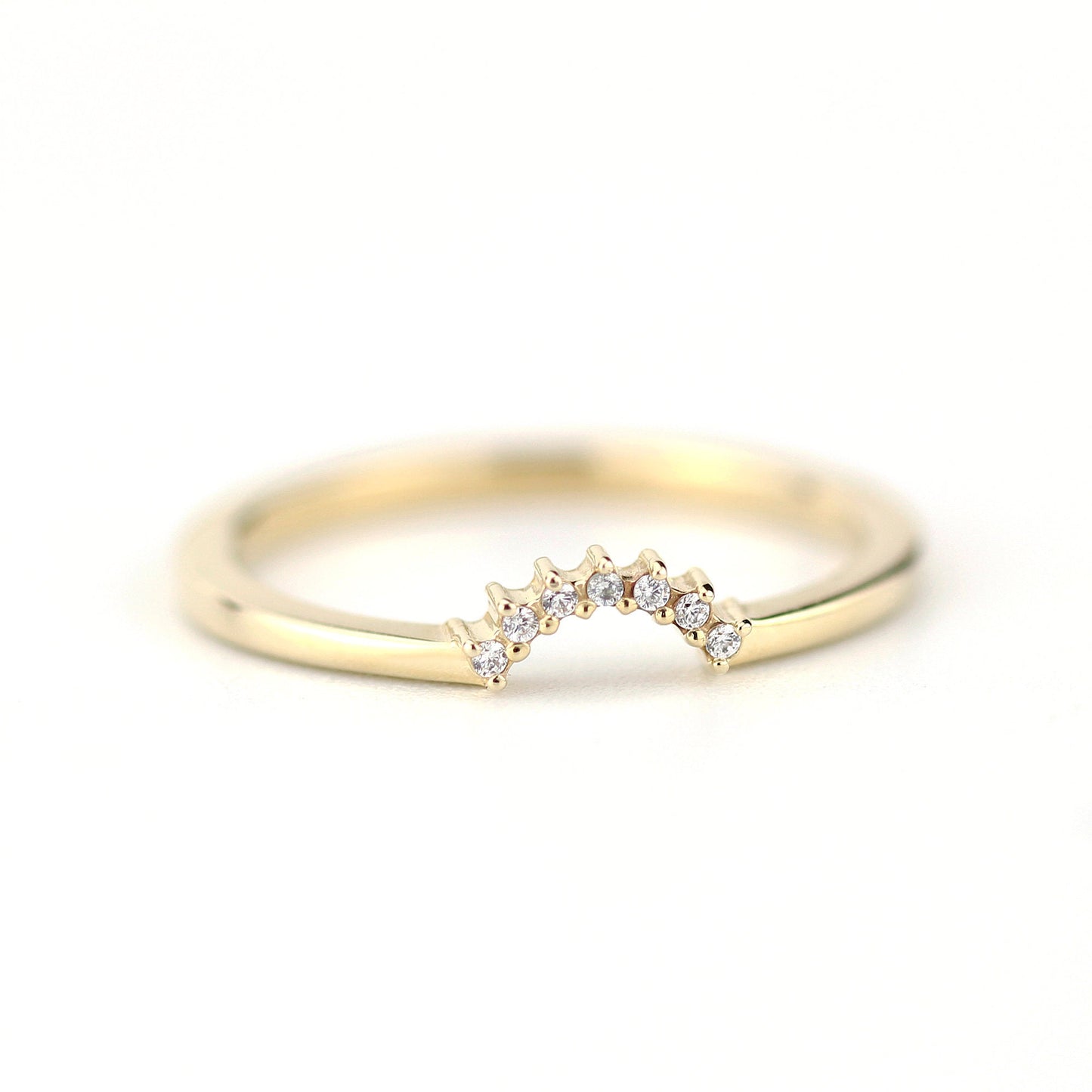 engagement ring, Diamond Wedding Band, Crown Wedding band, Curved Diamond Band, Wedding Ring band, wedding band, minimalist ring