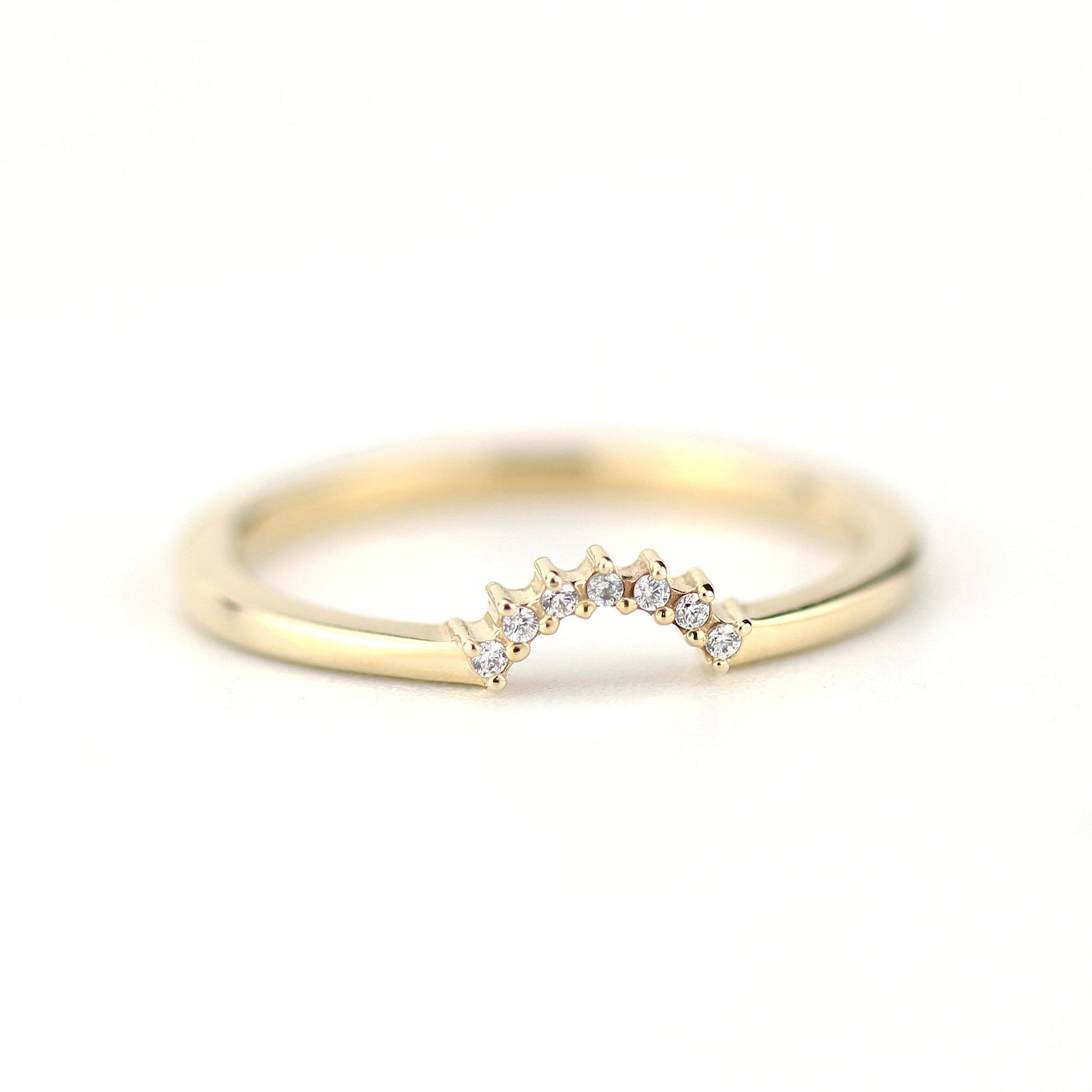 engagement ring, Diamond Wedding Band, Crown Wedding band, Curved Diamond Band, Wedding Ring band, wedding band, minimalist ring