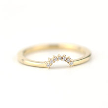 Load image into Gallery viewer, engagement ring, Diamond Wedding Band, Crown Wedding band, Curved Diamond Band, Wedding Ring band, wedding band, minimalist ring