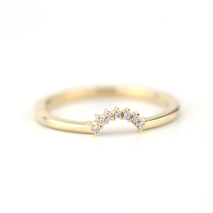 engagement ring, Diamond Wedding Band, Crown Wedding band, Curved Diamond Band, Wedding Ring band, wedding band, minimalist ring