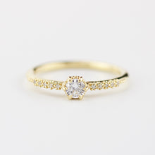 Load image into Gallery viewer, Round diamond engagement rings with side stones | prong setting diamond engagement ring - NOOI JEWELRY