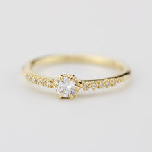 Load image into Gallery viewer, Round diamond engagement rings with side stones | prong setting diamond engagement ring - NOOI JEWELRY