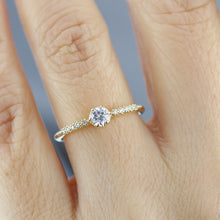 Load image into Gallery viewer, Round diamond engagement rings with side stones | prong setting diamond engagement ring - NOOI JEWELRY