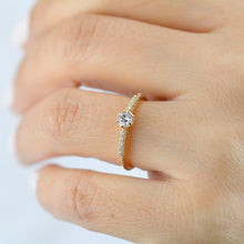 Load image into Gallery viewer, Round diamond engagement rings with side stones | prong setting diamond engagement ring - NOOI JEWELRY