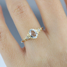 Load image into Gallery viewer, Oval engagement ring aquamarine, cluster ring aquamarine - NOOI JEWELRY