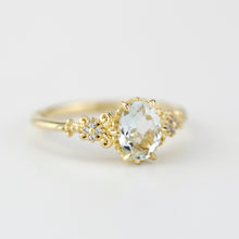 Load image into Gallery viewer, Oval engagement ring aquamarine, cluster ring aquamarine - NOOI JEWELRY