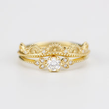 Load image into Gallery viewer, wedding ring set, bridal set, modern wedding set, cluster wedding ring, vintage wedding set, antique engagement ring - NOOI JEWELRY