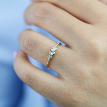 wedding ring set, bridal set, modern wedding set, cluster wedding ring, vintage wedding set, antique engagement ring - NOOI JEWELRY