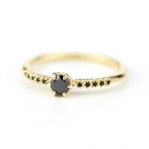 simple engagement ring, black diamond engagement ring, black diamond engagement ring gold, dainty ring, minimalist engagement ring - NOOI JEWELRY