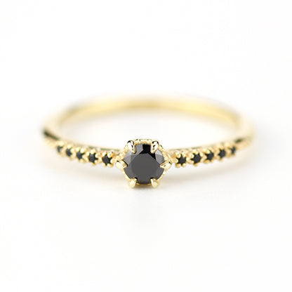 simple engagement ring, black diamond engagement ring, black diamond engagement ring gold, dainty ring, minimalist engagement ring - NOOI JEWELRY