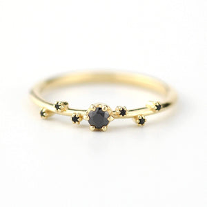 delicate engagement ring, engagement ring, simple diamond ring, black diamond ring, minimalist engagement ring, dainty diamond ring - NOOI JEWELRY