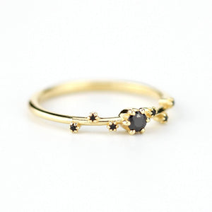 delicate engagement ring, engagement ring, simple diamond ring, black diamond ring, minimalist engagement ring, dainty diamond ring - NOOI JEWELRY