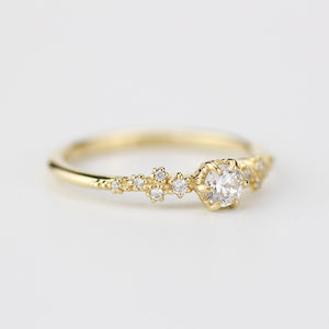 minimalist engagement ring diamond simple unique | barnacle engagement ring diamond - NOOI JEWELRY