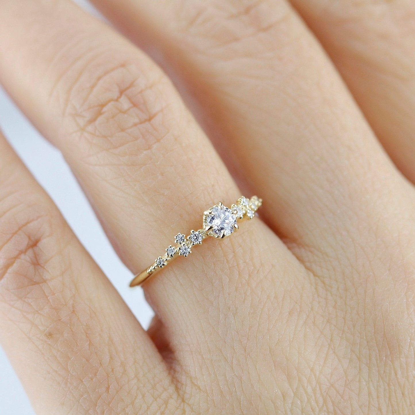 minimalist engagement ring diamond simple unique | barnacle engagement ring diamond - NOOI JEWELRY