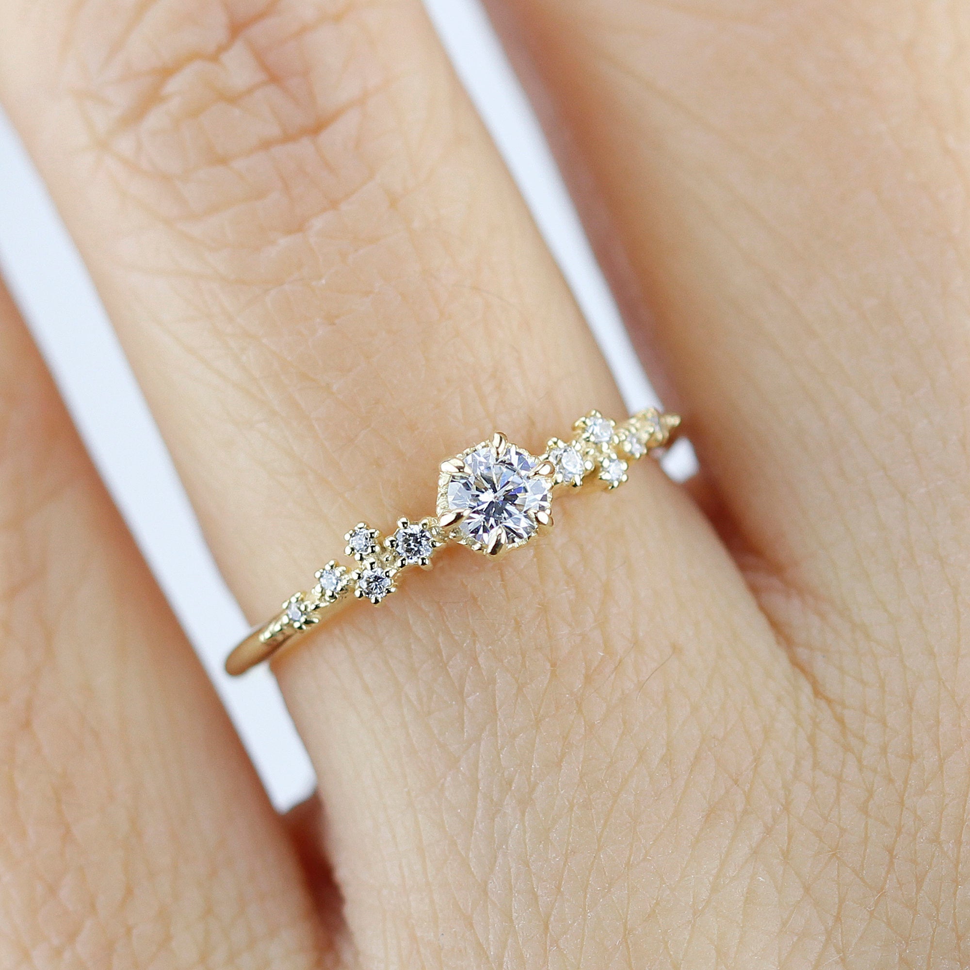 18K Gold 0.25ct Barnacle Diamond Engagement Ring β NOOI JEWELRY