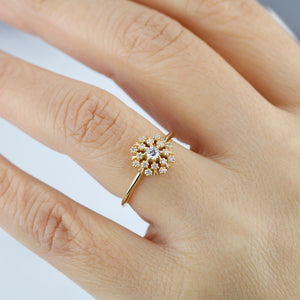Floating diamonds engagement ring | halo engagement ring round vintage - NOOI JEWELRY