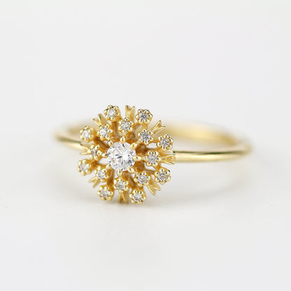 Floating diamonds engagement ring | halo engagement ring round vintage - NOOI JEWELRY