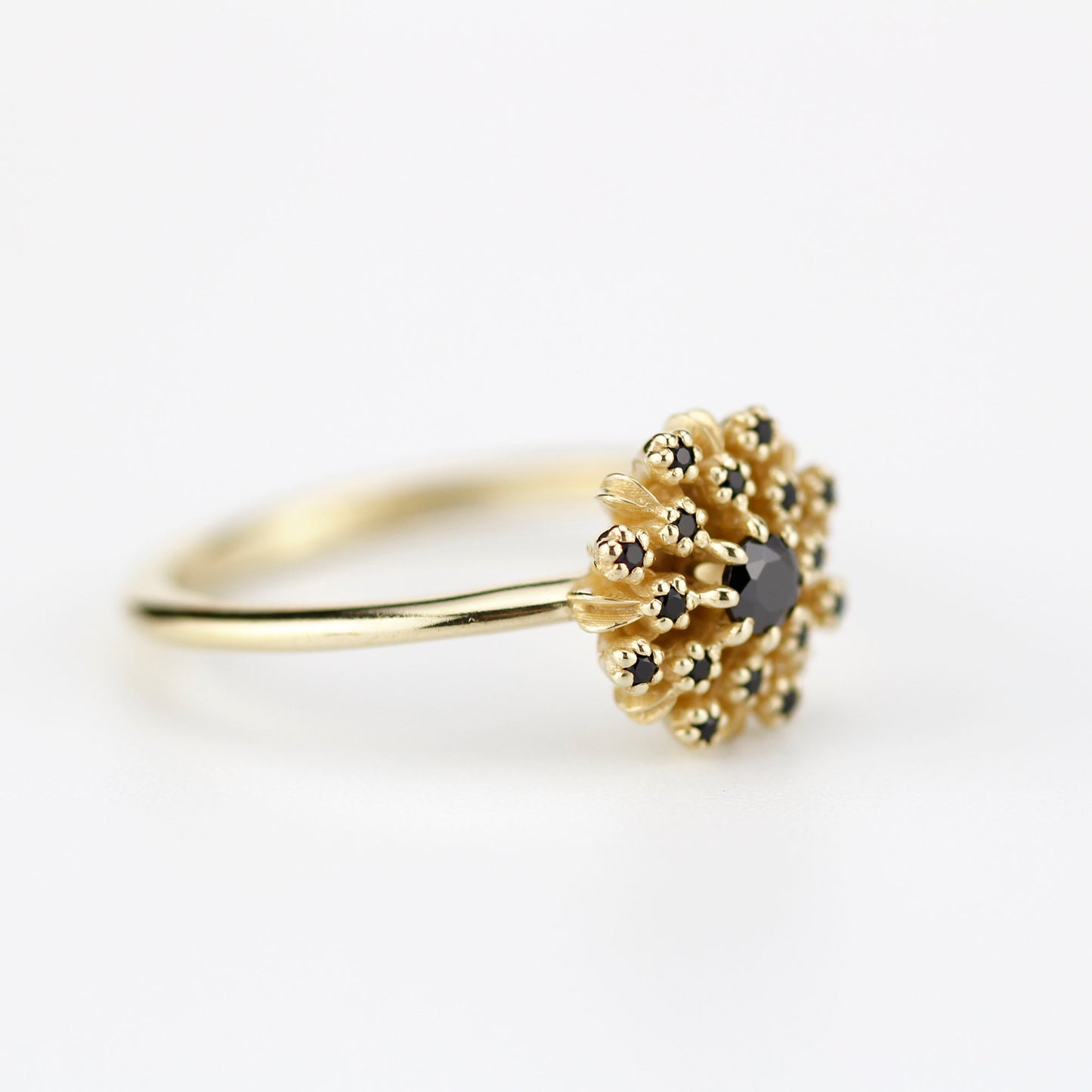 engagement ring black diamonds | halo engagement ring R296BD - NOOI JEWELRY