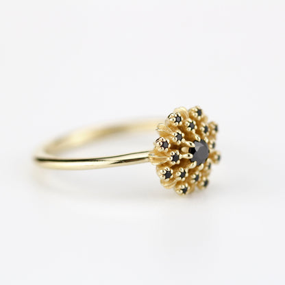 engagement ring black diamonds | halo engagement ring R296BD - NOOI JEWELRY