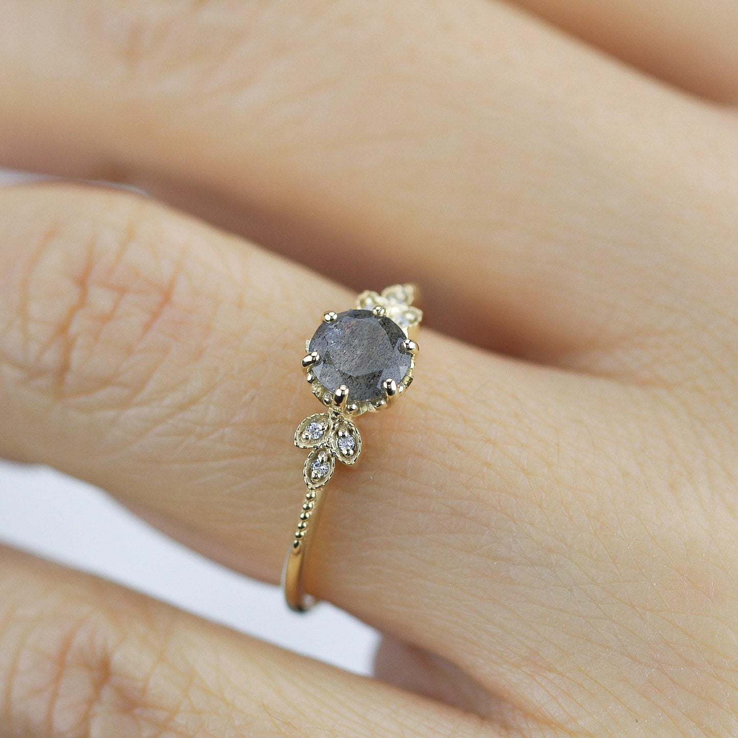 engagement ring unique and simple engagement ring, Labradorite engagement ring, delicate engagement ring, classic rings - NOOI JEWELRY