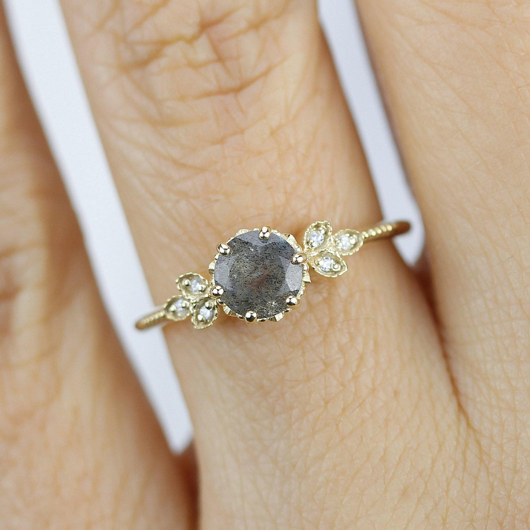 engagement ring unique and simple engagement ring, Labradorite engagement ring, delicate engagement ring, classic rings - NOOI JEWELRY
