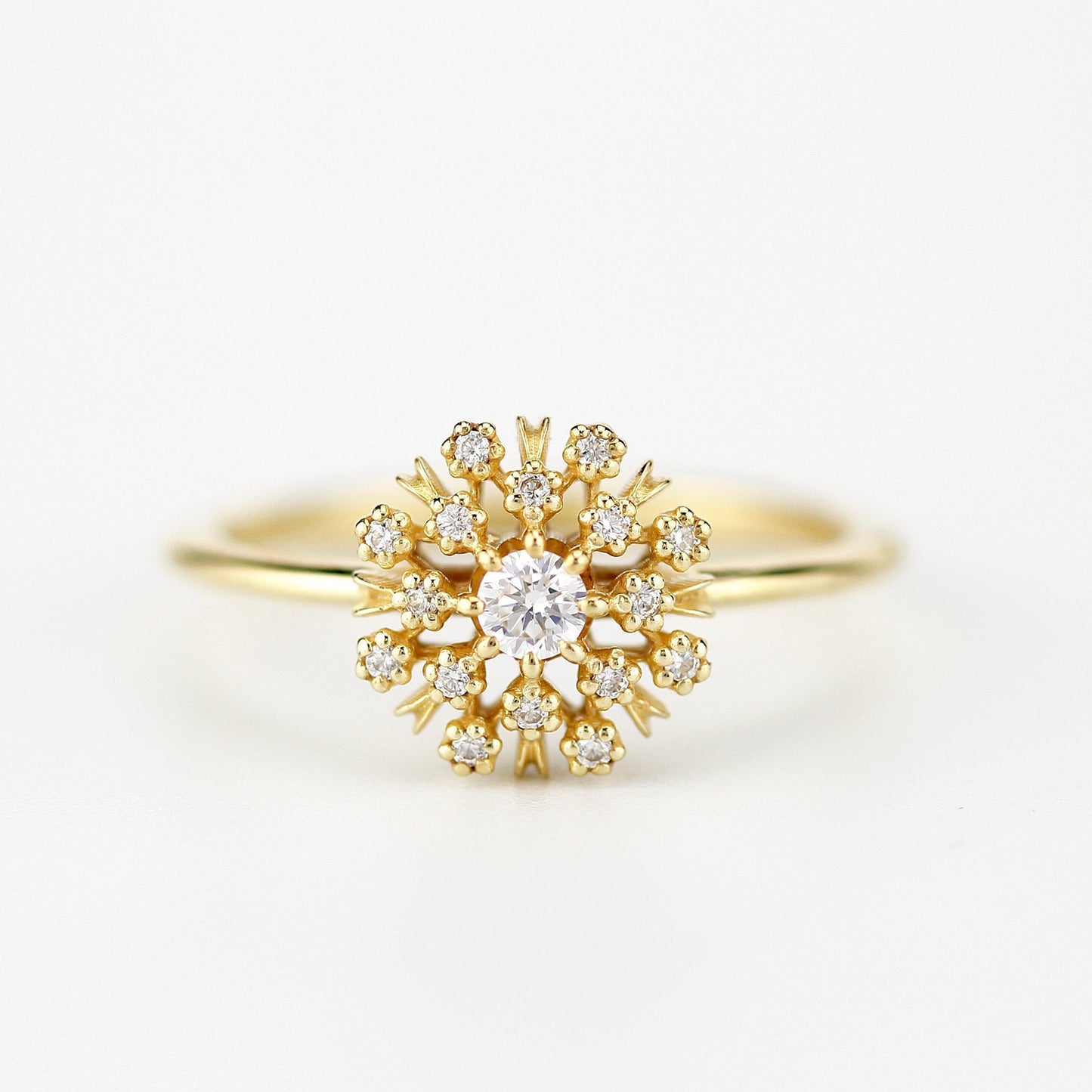Floating diamonds engagement ring | halo engagement ring round vintage - NOOI JEWELRY