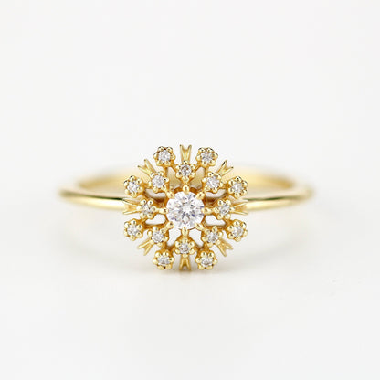 Floating diamonds engagement ring | halo engagement ring round vintage - NOOI JEWELRY