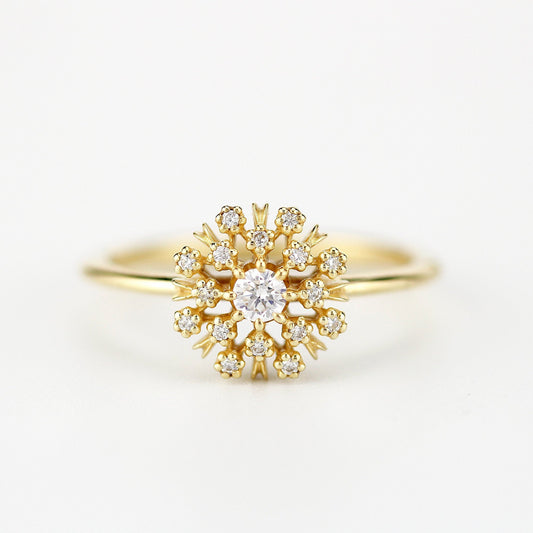 Floating diamonds engagement ring | halo engagement ring round vintage - NOOI JEWELRY