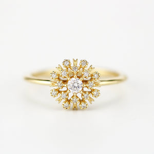 Floating diamonds engagement ring | halo engagement ring round vintage - NOOI JEWELRY