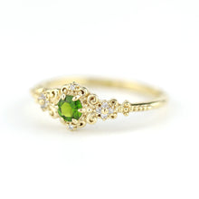 Load image into Gallery viewer, Art deco engagement ring natural chrome diopside and diamonds - NOOI JEWELRY