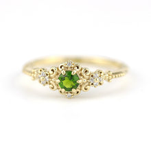 Load image into Gallery viewer, Art deco engagement ring natural chrome diopside and diamonds - NOOI JEWELRY