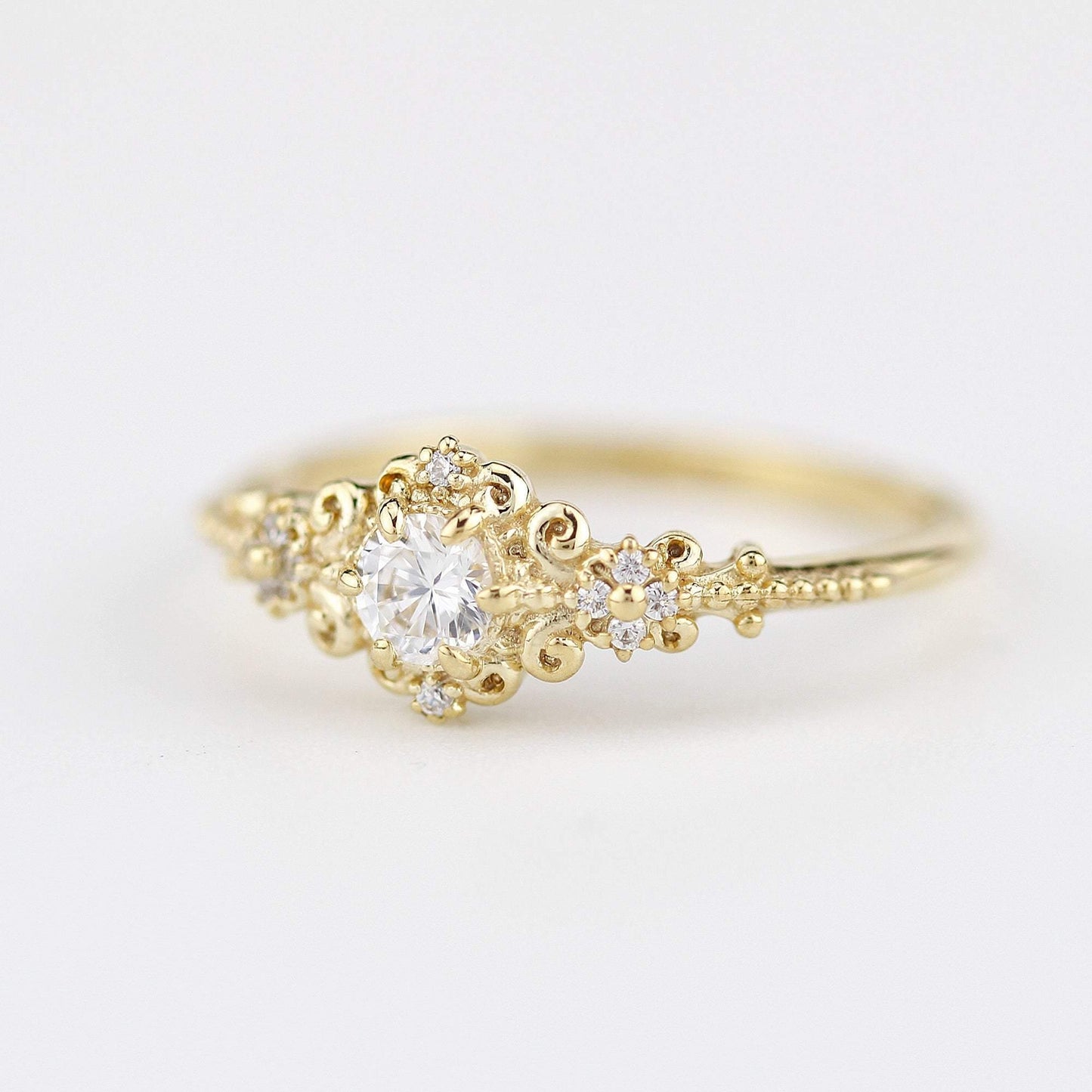 art deco engagement ring vintage diamonds | cluster engagement ring round art deco - NOOI JEWELRY