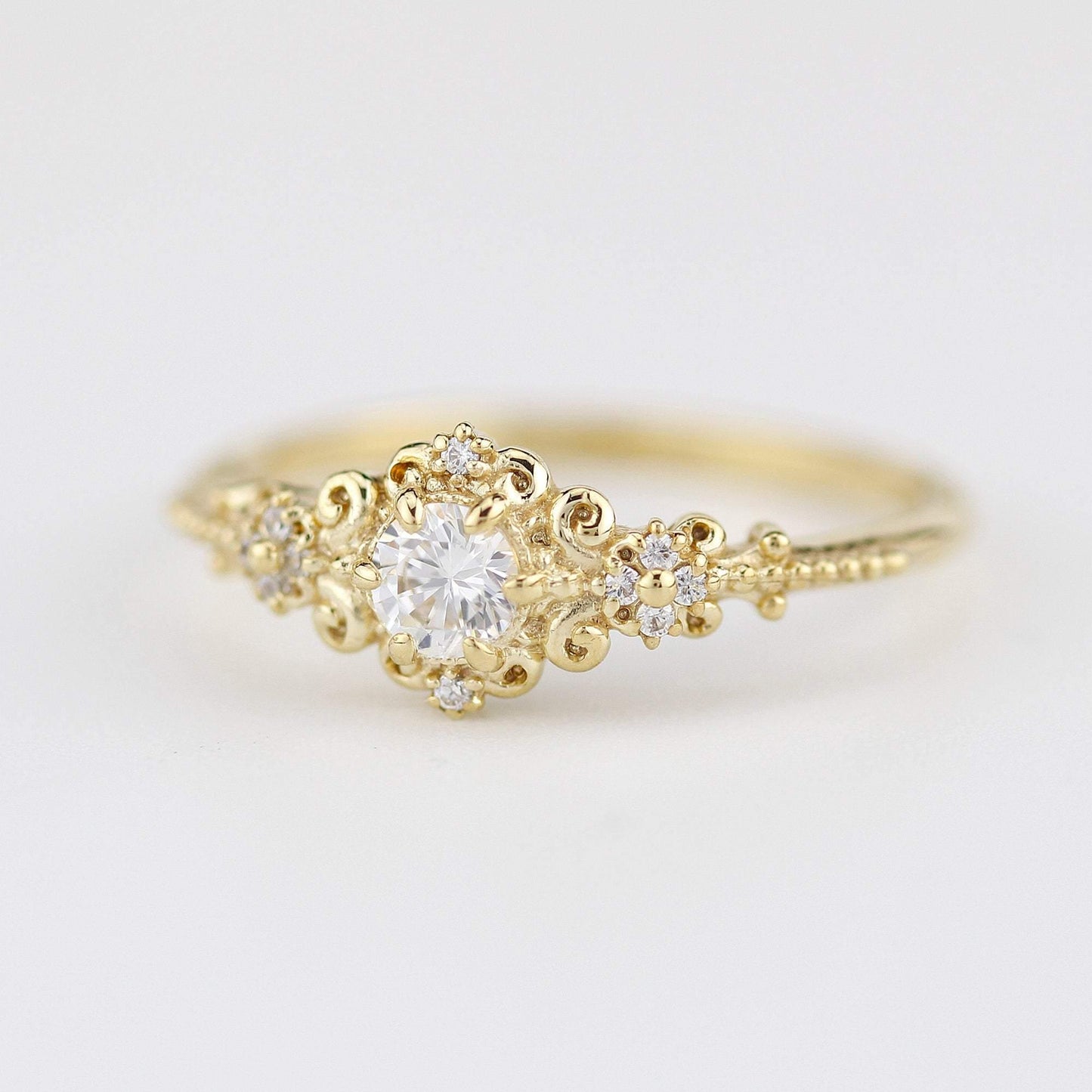 art deco engagement ring vintage diamonds | cluster engagement ring round art deco - NOOI JEWELRY