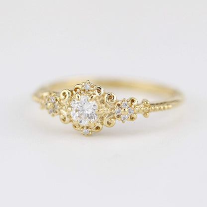 art deco engagement ring vintage diamonds | cluster engagement ring round art deco - NOOI JEWELRY