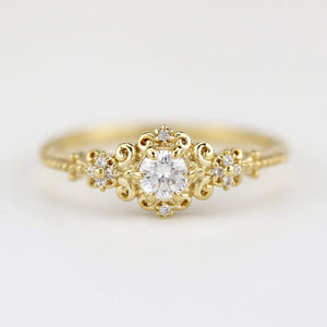 art deco engagement ring vintage diamonds | cluster engagement ring round art deco - NOOI JEWELRY