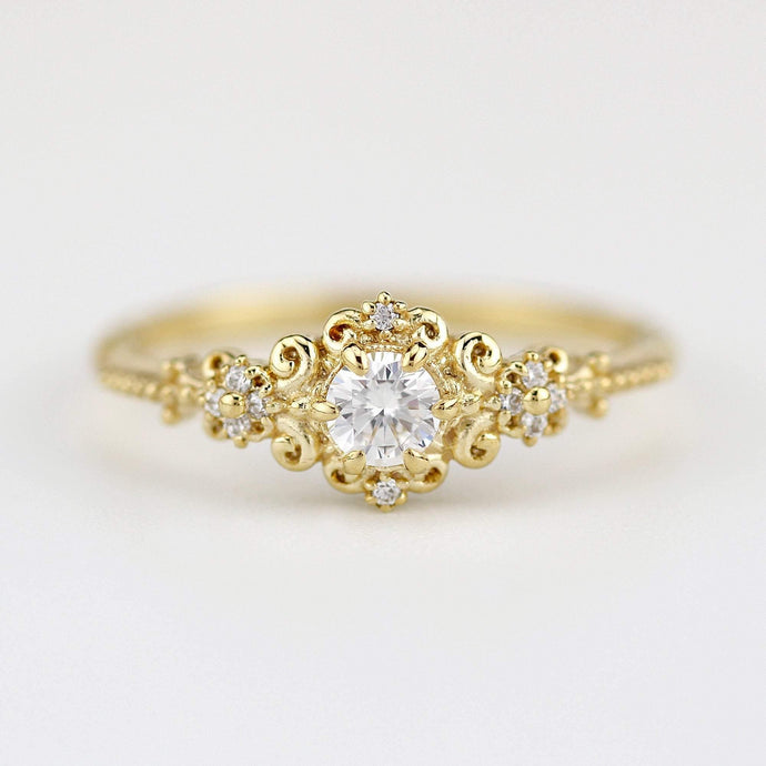 art deco engagement ring vintage diamonds | cluster engagement ring round art deco - NOOI JEWELRY