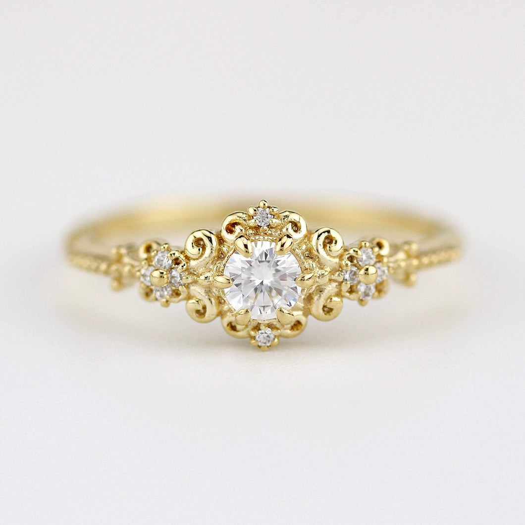 art deco engagement ring vintage diamonds | cluster engagement ring round art deco - NOOI JEWELRY