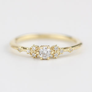 simple engagement ring, engagement ring gold diamond, delicate engagement ring | R 298WD - NOOI JEWELRY