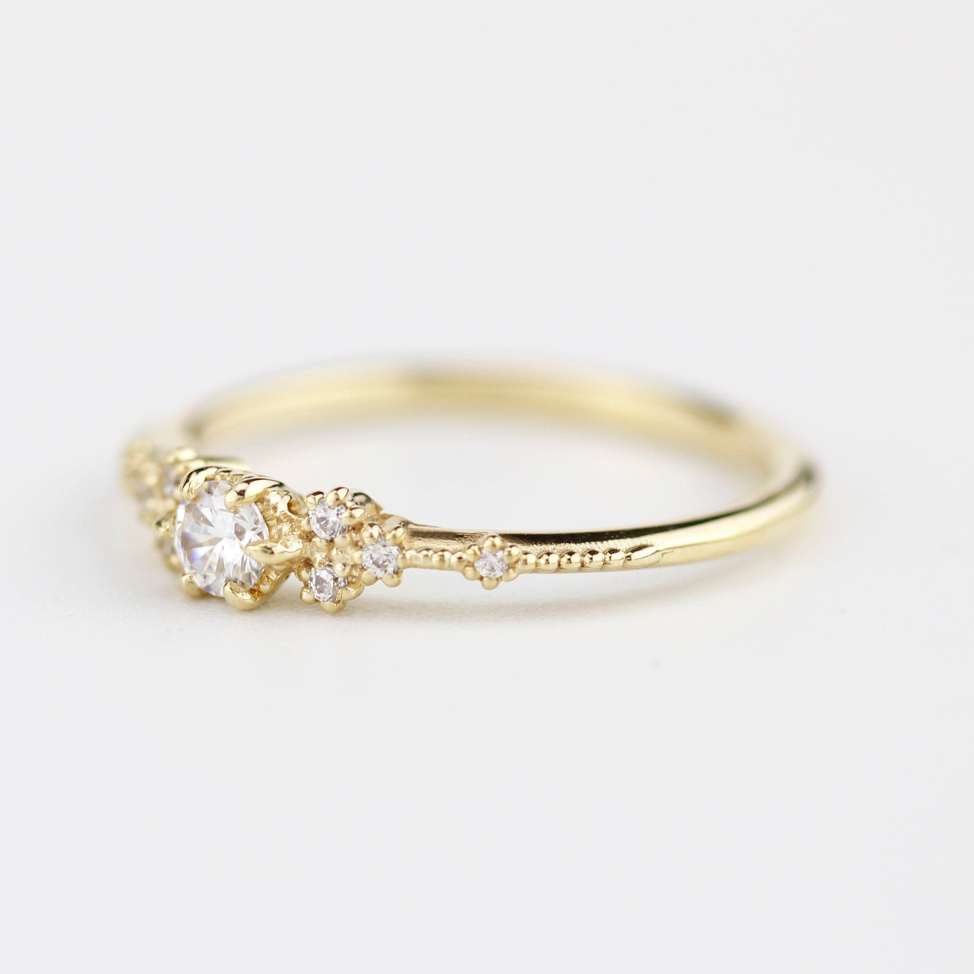 simple engagement ring, engagement ring gold diamond, delicate engagement ring | R 298WD - NOOI JEWELRY