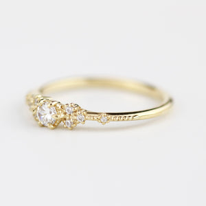 simple engagement ring, engagement ring gold diamond, delicate engagement ring | R 298WD - NOOI JEWELRY
