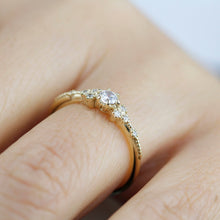 Load image into Gallery viewer, simple engagement ring, engagement ring gold diamond, delicate engagement ring | R 298WD - NOOI JEWELRY